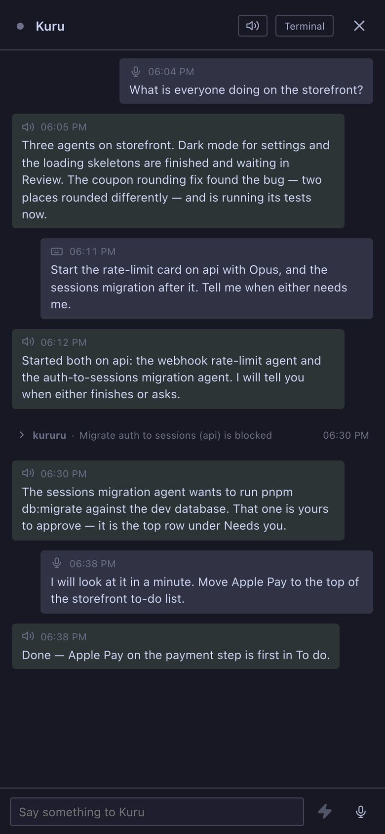 The Kuru conversation on a phone.